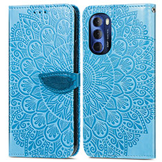 Coque Portefeuille Motif Fantaisie Livre Cuir Etui Clapet S04D pour Motorola Moto G Stylus (2022) 4G Bleu