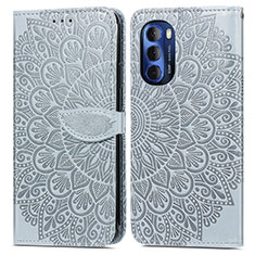 Coque Portefeuille Motif Fantaisie Livre Cuir Etui Clapet S04D pour Motorola Moto G Stylus (2022) 5G Gris