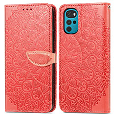 Coque Portefeuille Motif Fantaisie Livre Cuir Etui Clapet S04D pour Motorola Moto G22 Rouge