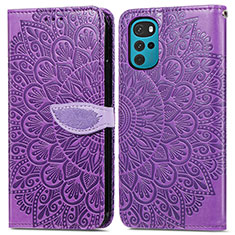 Coque Portefeuille Motif Fantaisie Livre Cuir Etui Clapet S04D pour Motorola Moto G22 Violet