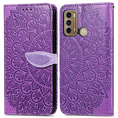 Coque Portefeuille Motif Fantaisie Livre Cuir Etui Clapet S04D pour Motorola Moto G40 Fusion Violet