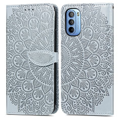 Coque Portefeuille Motif Fantaisie Livre Cuir Etui Clapet S04D pour Motorola Moto G41 Gris