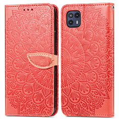 Coque Portefeuille Motif Fantaisie Livre Cuir Etui Clapet S04D pour Motorola Moto G50 5G Rouge