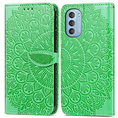 Coque Portefeuille Motif Fantaisie Livre Cuir Etui Clapet S04D pour Motorola Moto G51 5G Vert