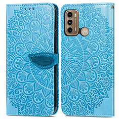 Coque Portefeuille Motif Fantaisie Livre Cuir Etui Clapet S04D pour Motorola Moto G60 Bleu