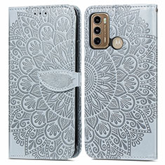 Coque Portefeuille Motif Fantaisie Livre Cuir Etui Clapet S04D pour Motorola Moto G60 Gris