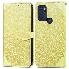 Coque Portefeuille Motif Fantaisie Livre Cuir Etui Clapet S04D pour Motorola Moto G60s Jaune