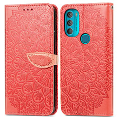 Coque Portefeuille Motif Fantaisie Livre Cuir Etui Clapet S04D pour Motorola Moto G71 5G Rouge