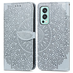 Coque Portefeuille Motif Fantaisie Livre Cuir Etui Clapet S04D pour OnePlus Nord 2 5G Gris