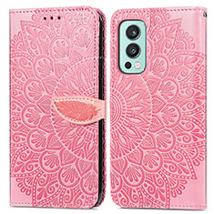 Coque Portefeuille Motif Fantaisie Livre Cuir Etui Clapet S04D pour OnePlus Nord 2 5G Or Rose