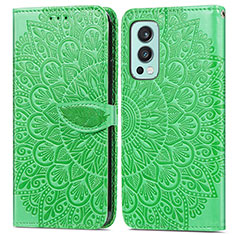 Coque Portefeuille Motif Fantaisie Livre Cuir Etui Clapet S04D pour OnePlus Nord 2 5G Vert