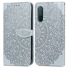 Coque Portefeuille Motif Fantaisie Livre Cuir Etui Clapet S04D pour OnePlus Nord CE 5G Gris