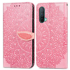 Coque Portefeuille Motif Fantaisie Livre Cuir Etui Clapet S04D pour OnePlus Nord CE 5G Or Rose