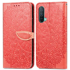 Coque Portefeuille Motif Fantaisie Livre Cuir Etui Clapet S04D pour OnePlus Nord CE 5G Rouge