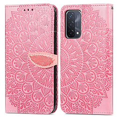 Coque Portefeuille Motif Fantaisie Livre Cuir Etui Clapet S04D pour OnePlus Nord N200 5G Or Rose