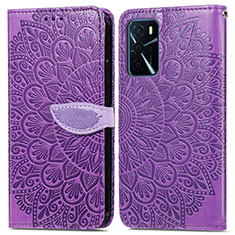 Coque Portefeuille Motif Fantaisie Livre Cuir Etui Clapet S04D pour Oppo A16 Violet