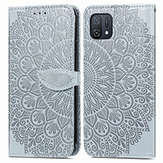 Coque Portefeuille Motif Fantaisie Livre Cuir Etui Clapet S04D pour Oppo A16K Gris