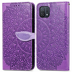 Coque Portefeuille Motif Fantaisie Livre Cuir Etui Clapet S04D pour Oppo A16K Violet