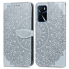 Coque Portefeuille Motif Fantaisie Livre Cuir Etui Clapet S04D pour Oppo A16s Gris