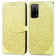 Coque Portefeuille Motif Fantaisie Livre Cuir Etui Clapet S04D pour Oppo A53s 5G Jaune