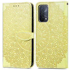 Coque Portefeuille Motif Fantaisie Livre Cuir Etui Clapet S04D pour Oppo A54 5G Jaune