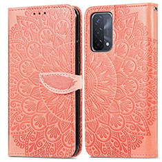 Coque Portefeuille Motif Fantaisie Livre Cuir Etui Clapet S04D pour Oppo A54 5G Orange