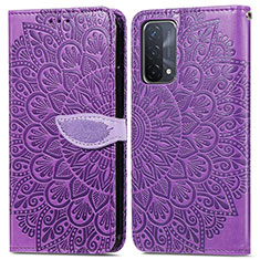 Coque Portefeuille Motif Fantaisie Livre Cuir Etui Clapet S04D pour Oppo A54 5G Violet