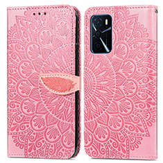 Coque Portefeuille Motif Fantaisie Livre Cuir Etui Clapet S04D pour Oppo A54s Or Rose