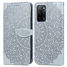 Coque Portefeuille Motif Fantaisie Livre Cuir Etui Clapet S04D pour Oppo A55 5G Gris