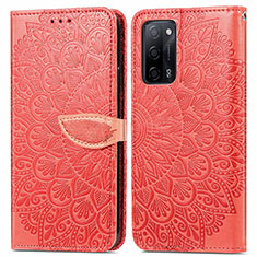 Coque Portefeuille Motif Fantaisie Livre Cuir Etui Clapet S04D pour Oppo A55 5G Rouge