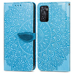 Coque Portefeuille Motif Fantaisie Livre Cuir Etui Clapet S04D pour Oppo A55S 5G Bleu