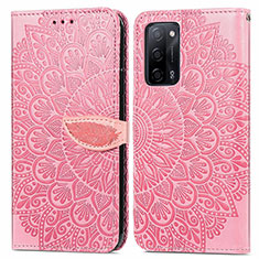 Coque Portefeuille Motif Fantaisie Livre Cuir Etui Clapet S04D pour Oppo A56 5G Or Rose