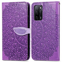 Coque Portefeuille Motif Fantaisie Livre Cuir Etui Clapet S04D pour Oppo A56 5G Violet