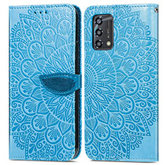 Coque Portefeuille Motif Fantaisie Livre Cuir Etui Clapet S04D pour Oppo A74 4G Bleu