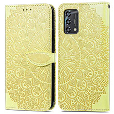 Coque Portefeuille Motif Fantaisie Livre Cuir Etui Clapet S04D pour Oppo A74 4G Jaune