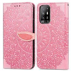 Coque Portefeuille Motif Fantaisie Livre Cuir Etui Clapet S04D pour Oppo A94 5G Or Rose