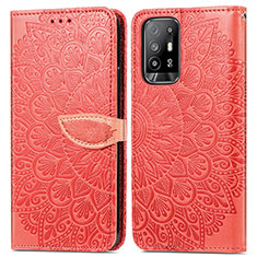 Coque Portefeuille Motif Fantaisie Livre Cuir Etui Clapet S04D pour Oppo A94 5G Rouge