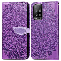 Coque Portefeuille Motif Fantaisie Livre Cuir Etui Clapet S04D pour Oppo A94 5G Violet