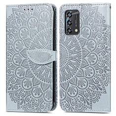 Coque Portefeuille Motif Fantaisie Livre Cuir Etui Clapet S04D pour Oppo A95 4G Gris