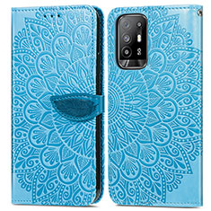 Coque Portefeuille Motif Fantaisie Livre Cuir Etui Clapet S04D pour Oppo A95 5G Bleu