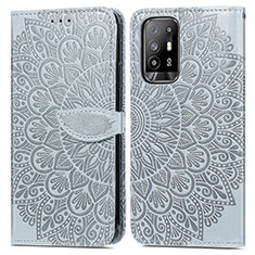 Coque Portefeuille Motif Fantaisie Livre Cuir Etui Clapet S04D pour Oppo A95 5G Gris