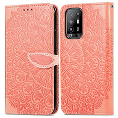 Coque Portefeuille Motif Fantaisie Livre Cuir Etui Clapet S04D pour Oppo A95 5G Orange