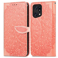 Coque Portefeuille Motif Fantaisie Livre Cuir Etui Clapet S04D pour Oppo Find X5 Pro 5G Orange