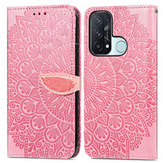 Coque Portefeuille Motif Fantaisie Livre Cuir Etui Clapet S04D pour Oppo Reno5 A Or Rose