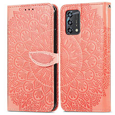 Coque Portefeuille Motif Fantaisie Livre Cuir Etui Clapet S04D pour Oppo Reno6 Lite Orange