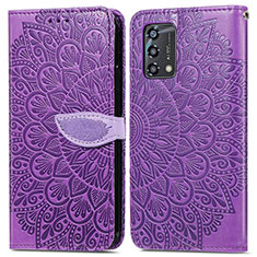 Coque Portefeuille Motif Fantaisie Livre Cuir Etui Clapet S04D pour Oppo Reno6 Lite Violet