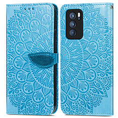 Coque Portefeuille Motif Fantaisie Livre Cuir Etui Clapet S04D pour Oppo Reno6 Pro 5G India Bleu