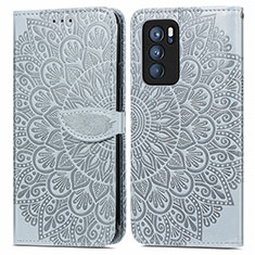 Coque Portefeuille Motif Fantaisie Livre Cuir Etui Clapet S04D pour Oppo Reno6 Pro 5G India Gris