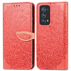 Coque Portefeuille Motif Fantaisie Livre Cuir Etui Clapet S04D pour Oppo Reno6 Pro 5G Rouge