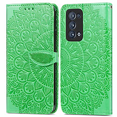 Coque Portefeuille Motif Fantaisie Livre Cuir Etui Clapet S04D pour Oppo Reno6 Pro 5G Vert